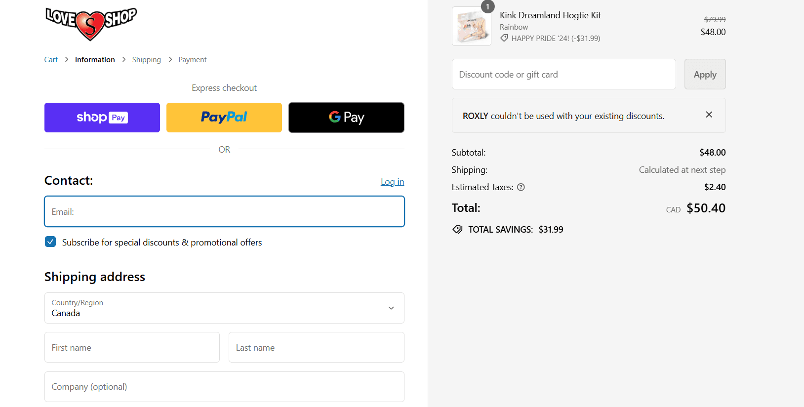 How to apply Love Shop coupon code